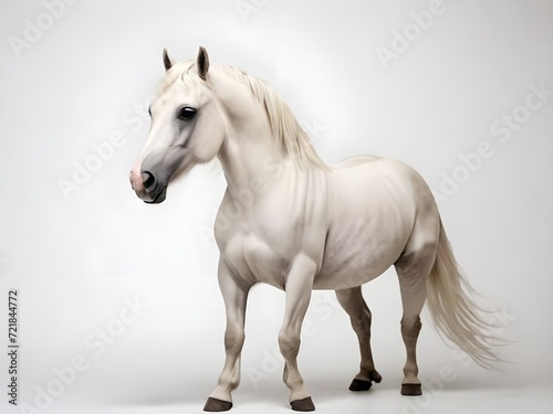 white horse isolated on white background  generative ai
