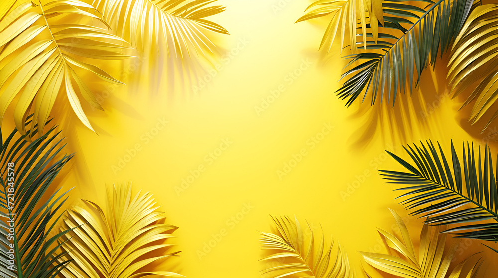 Palm leaves on isolated background, copy space, generative ai