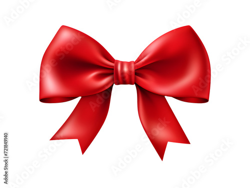 Isolated red bow for gift or decoration, ideal for Christmas, birthdays, anniversaries, or any festive occasion, featuring satin ribbon in a shiny design,Generative Ai