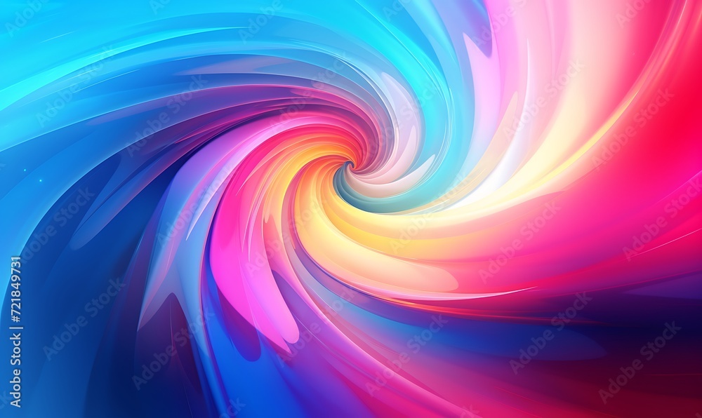 Fototapeta premium Colorful vortex energy, cosmic spiral waves, multicolor swirls explosion. Abstract futuristic digital background. Generative Ai