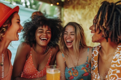 Joyful Friends Laughing Together at Outdoor Gathering