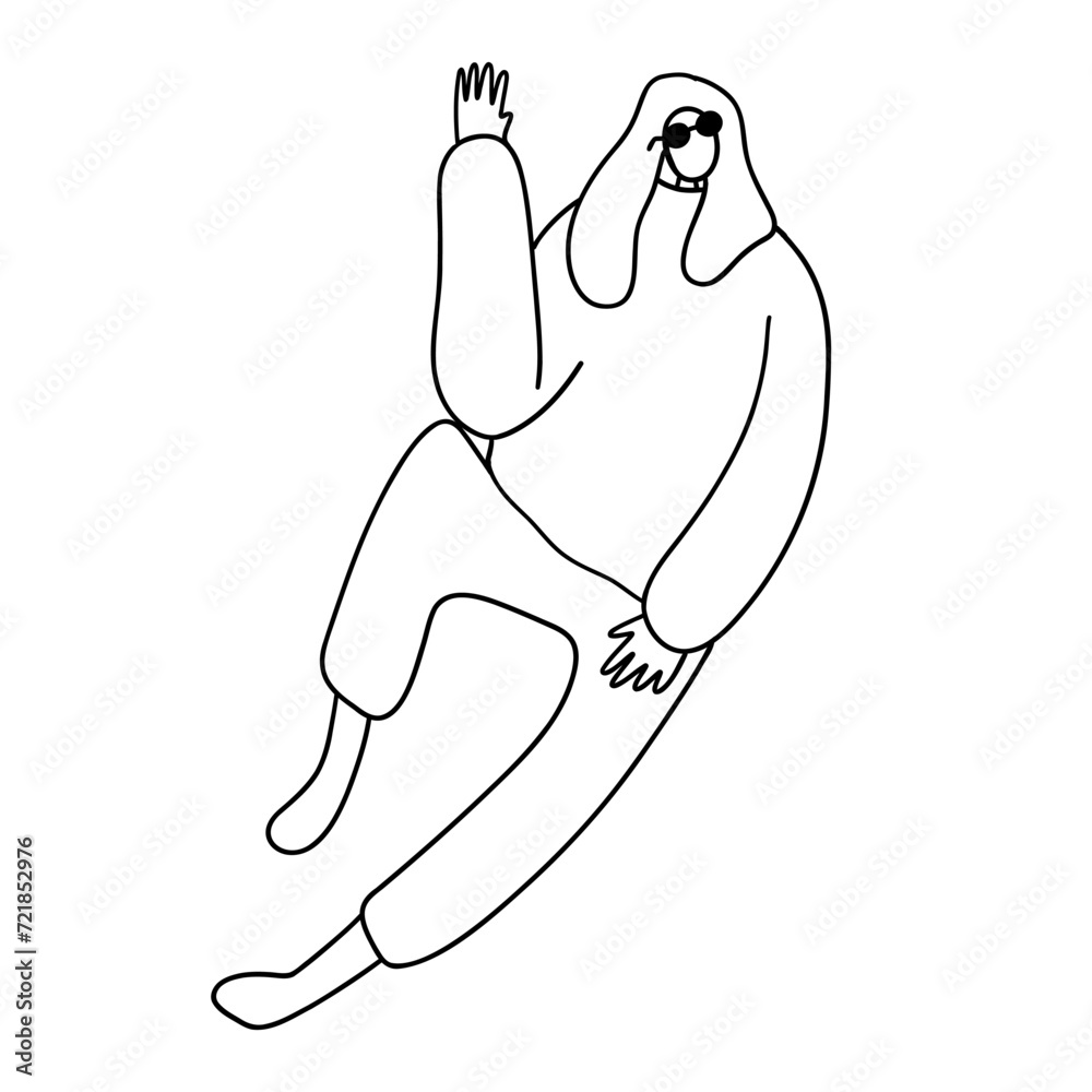 Modern, stylish and minimalistic fashion lady. Vector illustration in hand drawn outline doodle simple contour style isolated on white background. For cover art, presentation, poster.