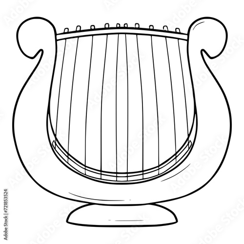 beauty harp illustration outline isolated vector