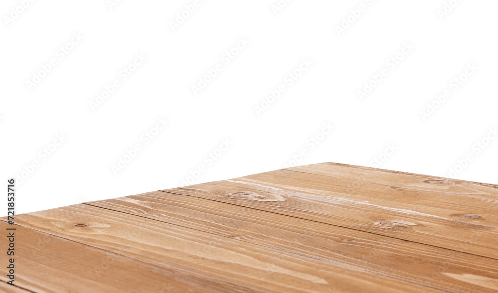 Empty light brown wooden table isolated on white Empty light brown wooden table isolated on white