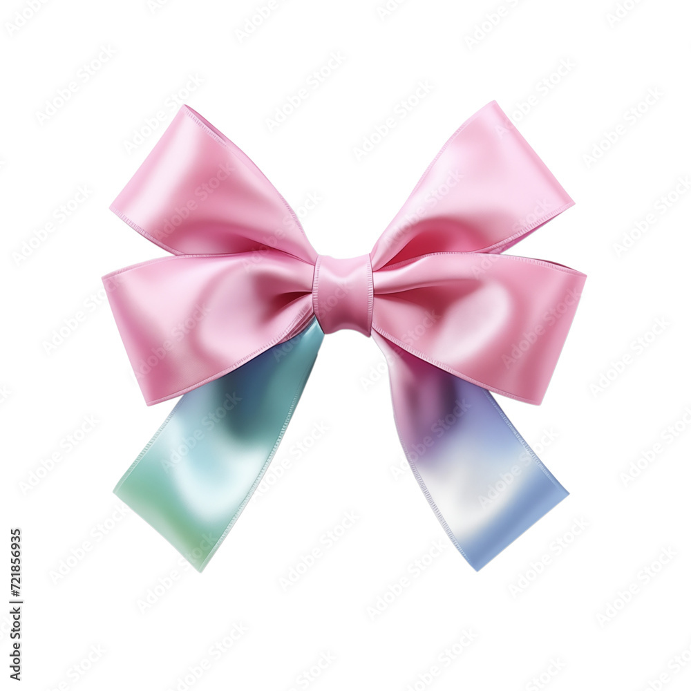 pink green blue bow isolated on white