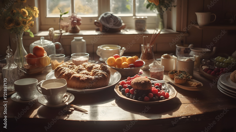 Rustic Morning Breakfast Spread ai-generative Rustic Morning Breakfast Spread ai-generative