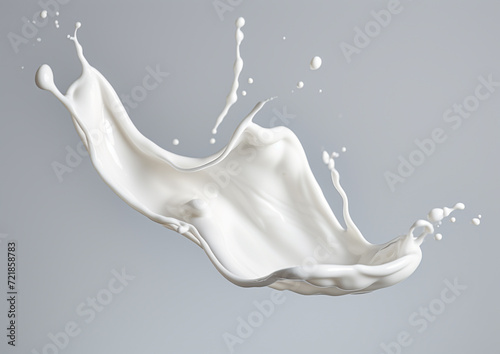 Milk or white liquid splash isolated on gray background. 