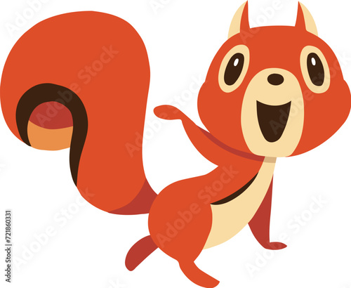 手描きのかわいいリスキャラクター16　(こんにちはポーズ)