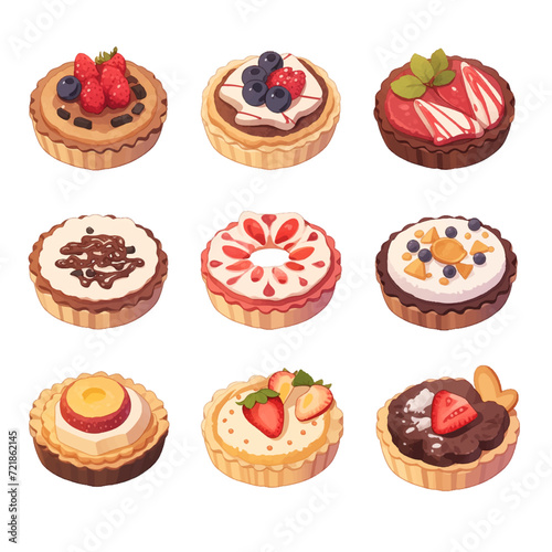 Chocolate tart, parts, tart, chocolate, sweets, sweets, illustration, vector, confectionery, baked goods, chocolat, chocolate tart