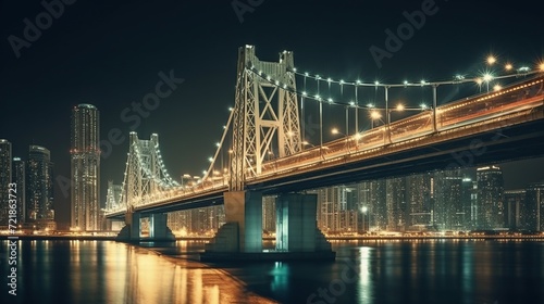 big bridge with panoramic viem at night.