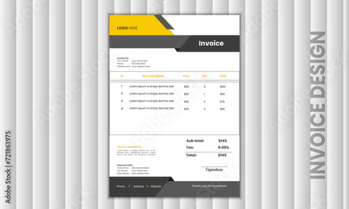 Professional business unique and creative invoice design template
