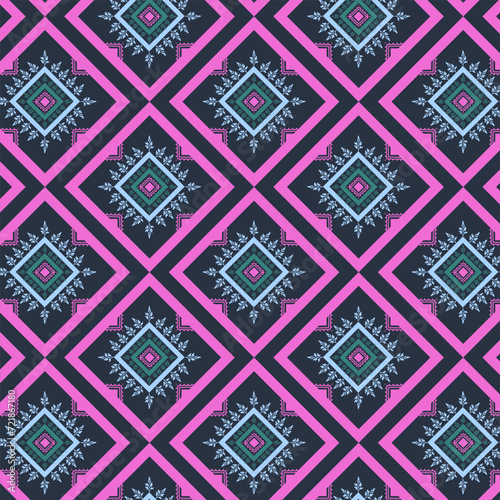 Tribal traditional fabric batik ethnic. ikat floral seamless pattern leaves geometric repeating Vector Design for wallpaper, wrapping, fashion, carpet, clothing, home decoration. Vector illustration