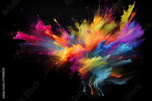 minimalistic design Happy Holi black background card design for color festival of India celebration greetings  the extreme right third of an image  on the extreme right third of an image generative AI