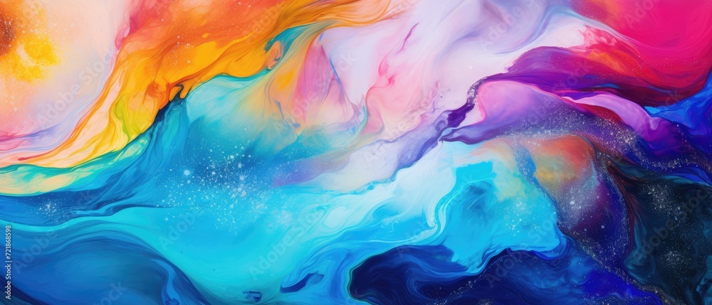 An abstract background with bold, colorful liquid swirl waves, creating a dynamic texture, Ai Generated.
