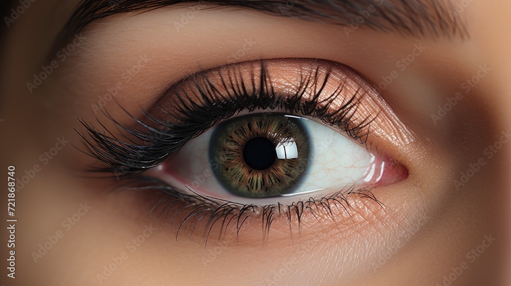Captivating close-up of a beautiful female eye with natural makeup, Ai Generated Captivating close-up of a beautiful female eye with natural makeup, Ai Generated