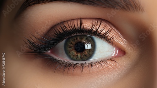Captivating close-up of a beautiful female eye with natural makeup, Ai Generated