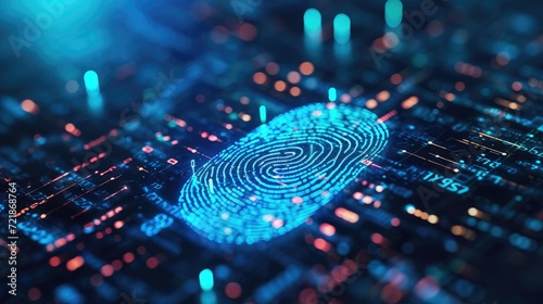 Fingerprint scanning for biometric authentication, a crucial element in cybersecurity and fingerprint password protection, Ai Generated photo