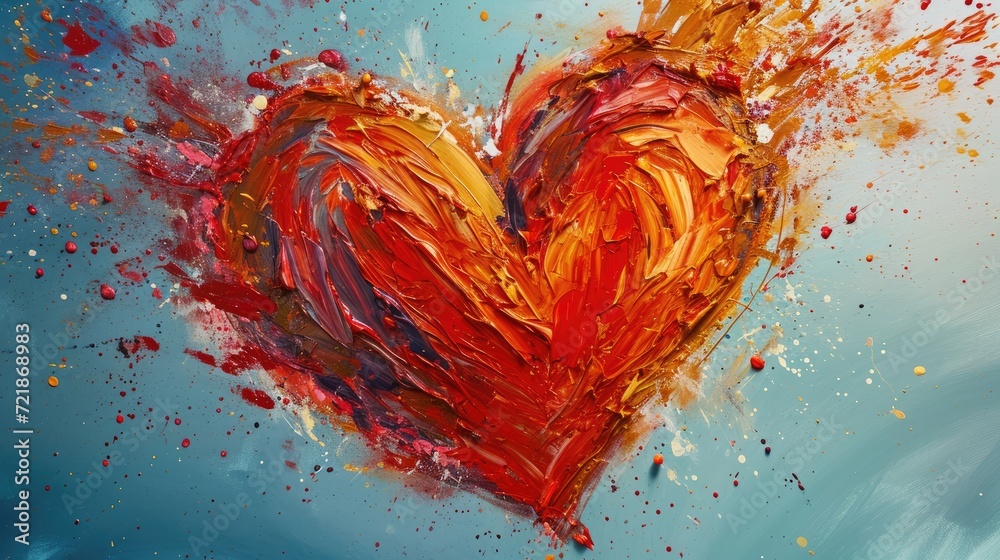 Vibrant heart explosion in a burst of colorful paint, Ai Generated