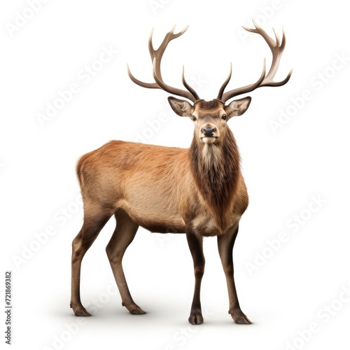 A serene deer stands out on a pure white backdrop, Ai Generated © Crazy Juke