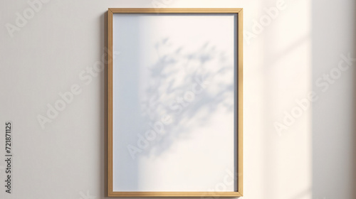 A blank minimalist frame against a wall  with natural shadow play adding depth and interest
