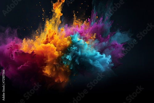 minimalistic design Happy Holi black background card design for color festival of India celebration greetings  the extreme right third of an image  on the extreme right third of an image generative AI