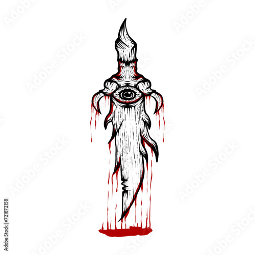 Dagger With Blood Illustration Black and White (ID: 721872158)