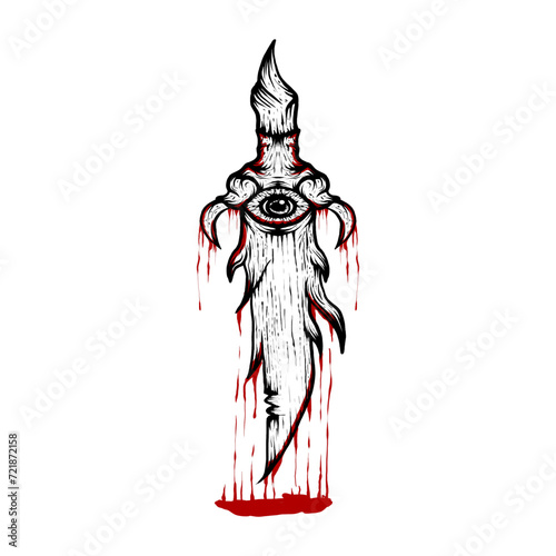 Dagger With Blood Illustration Black and White