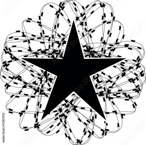 Vector illustration with barbed wire and star