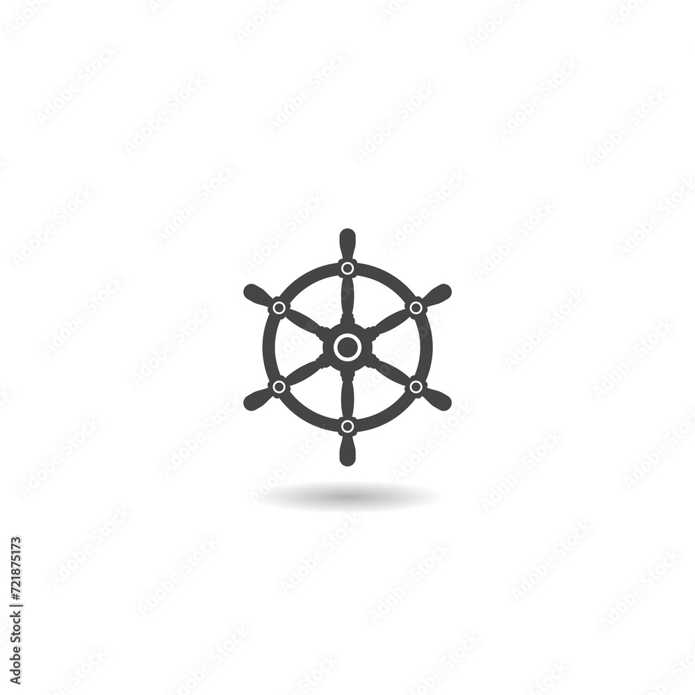 Ship wheel logo icon with shadow Ship wheel logo icon with shadow