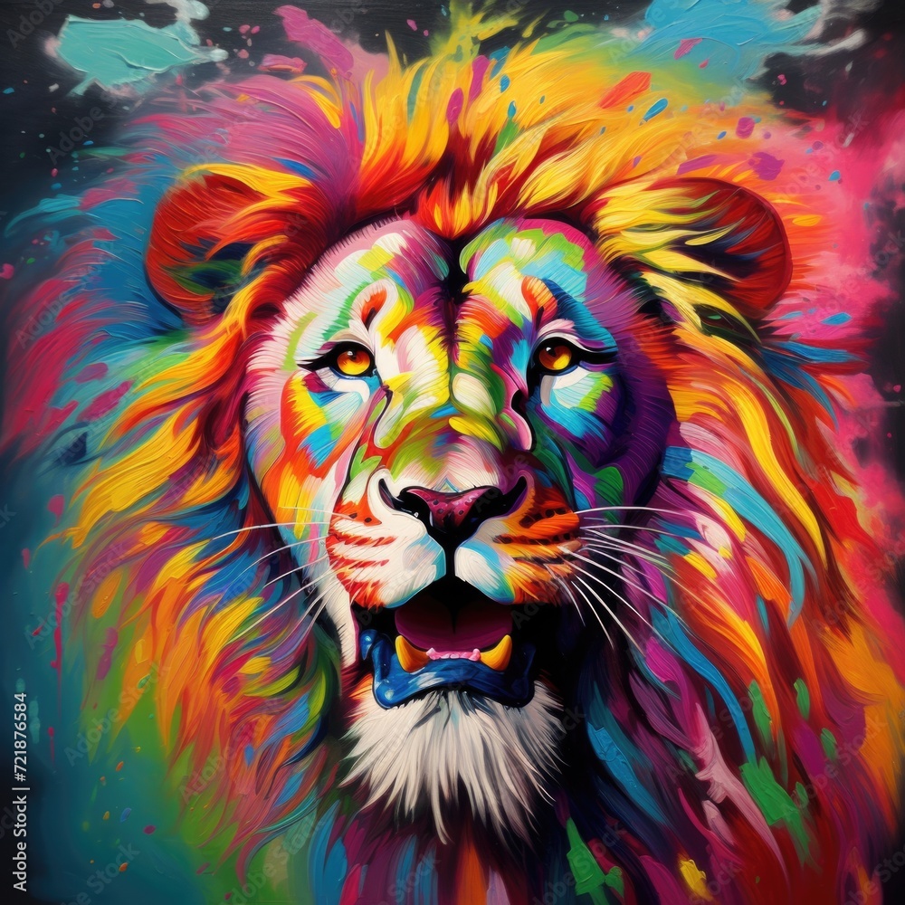 Lion Very Happy Color Full.