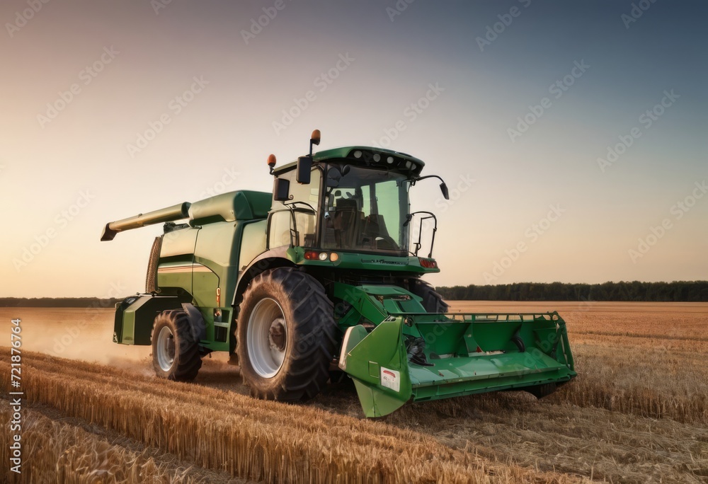 Obraz premium Modern blue tractor machinery plowing agricultural field meadow at farm at spring autumn during sunset. Farmer cultivating,make soil tillage before seeding plants,crops,nature countryside rural scene.