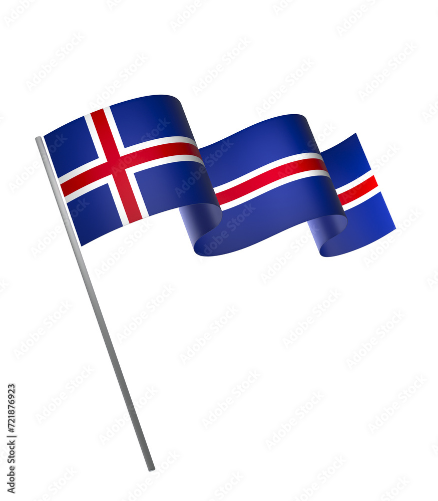 Iceland flag element design national independence day banner ribbon png
