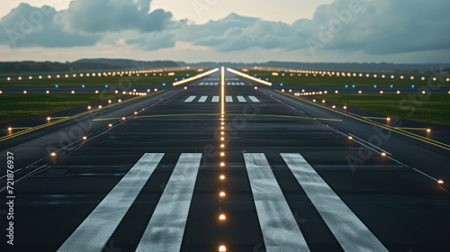 Airport runway background. ready for airplane landing or taking off