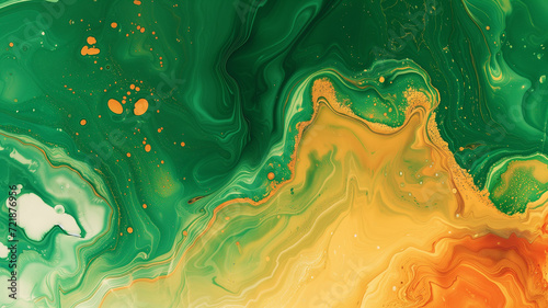 Colorful Marble Whirl: A Dance of Green, Yellow, Orange, and Red - Created using Generative AI