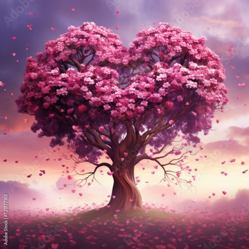  Magic tree with super beautiful heart shaped flowers. © Vladyslav  Andrukhiv