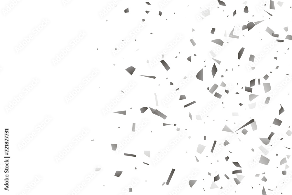 Silver glitter confetti on a white background. Decorative element.
