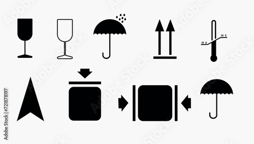 Packaging markings, signs, symbols on packaging. Flat illustration with manipulative signs. vector illustration. Abstract art background. Abstract vector illustration. Art line.
