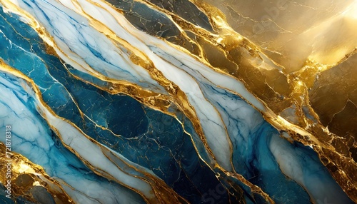 Swirl of blue gold marble abstract background, Liquid marble design abstract, light blue azure tones with golden, Paint marble texture. Alcohol ink colors © blackdiamond67