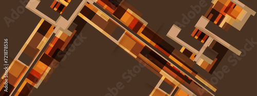 Abstract squares shape on choco brownie background.