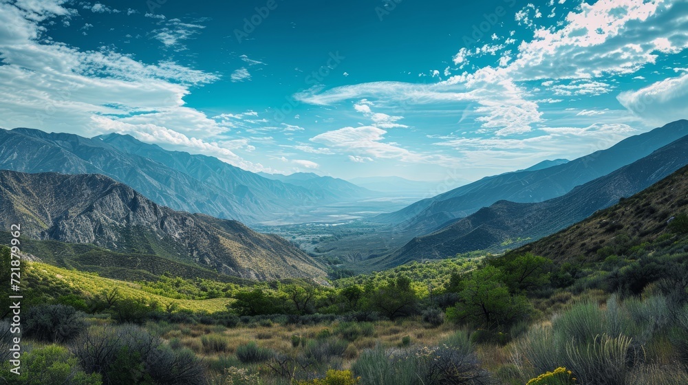 Fototapeta premium Valley Vista: A Window to Nature's Majesty