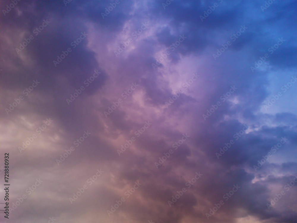 Beautiful purple-blue sky before rain