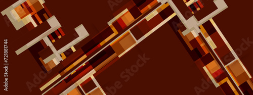 Abstract choco brownie squares and lines background. Futuristic and technology concept. Vector graphic illustration.