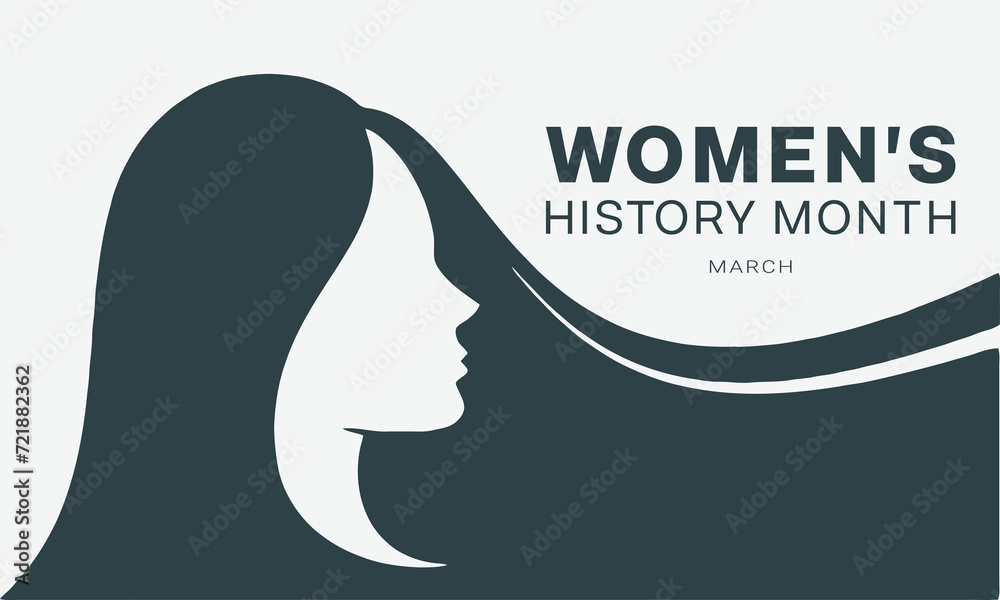 Women's History Month design with a woman face. Vector illustration