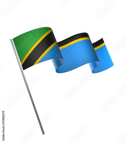 Tanzania flag element design national independence day banner ribbon png
