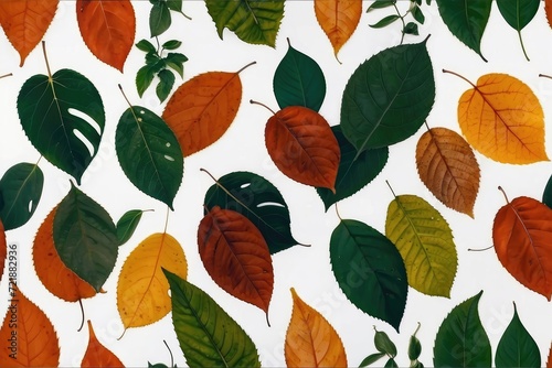 autumn leaves seamless pattern background illustration with white background 