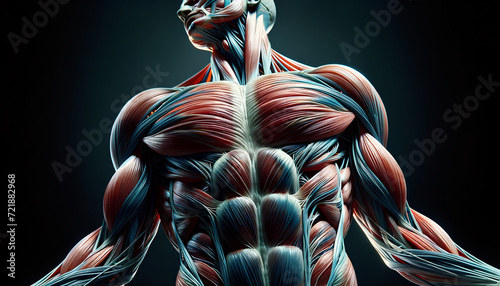 Detailed Isolated Human Muscular System 3D Medical Illustration photo