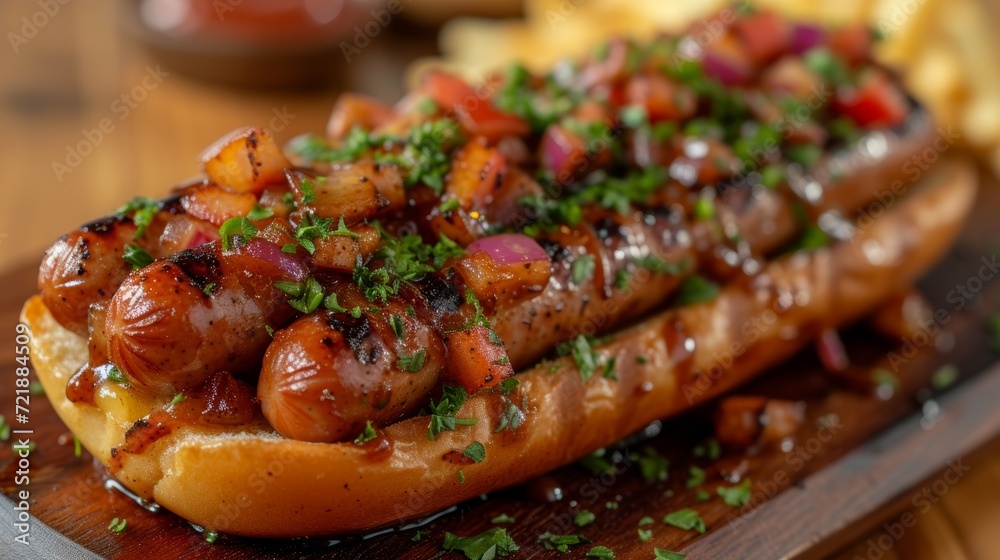 Image of a delicious Currywurst in Germany Generative AI Image of a delicious Currywurst in Germany Generative AI