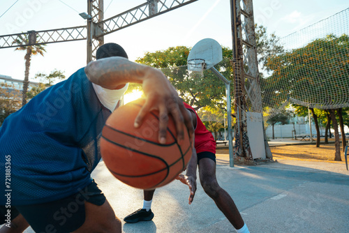 Photography Young basketball players training at the court.
