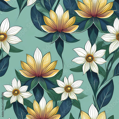 Beautiful and charming abstract allover floral design for textile factory