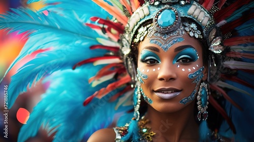 Brazilian Carnival, Mardi gras isolated on background, Generative ai. © Jyoti